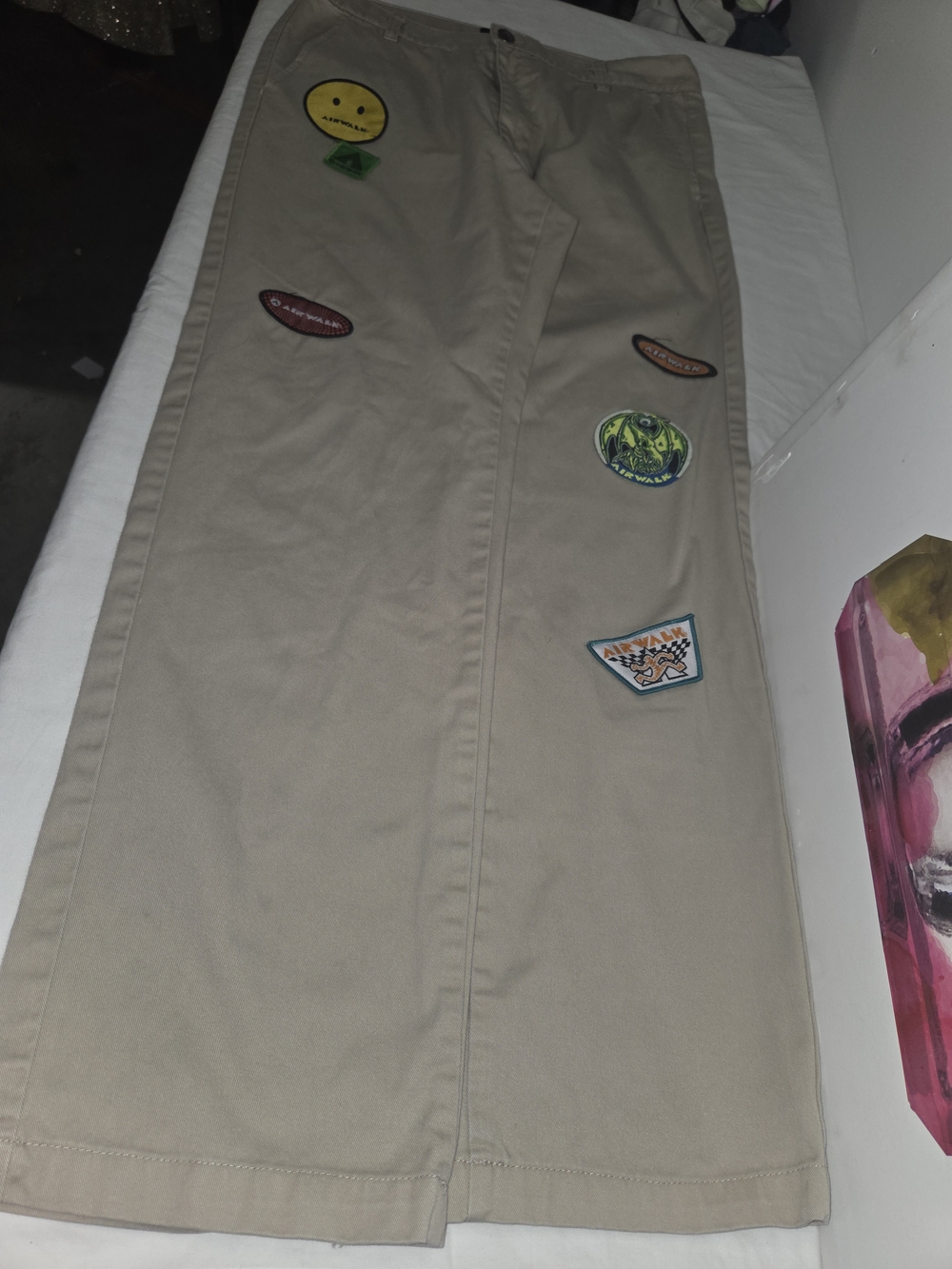 Forever 21 Khaki Patchwork Badge Chinos